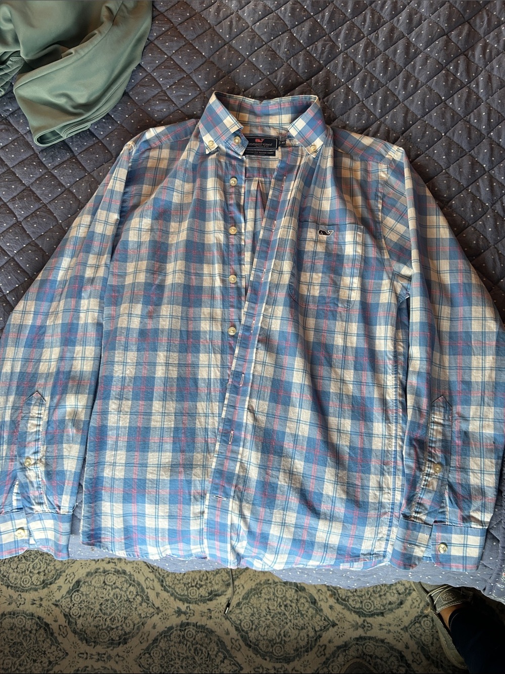 Vineyard Vines Men's Plaid Button-Down Shirt in Blue, White, Pink